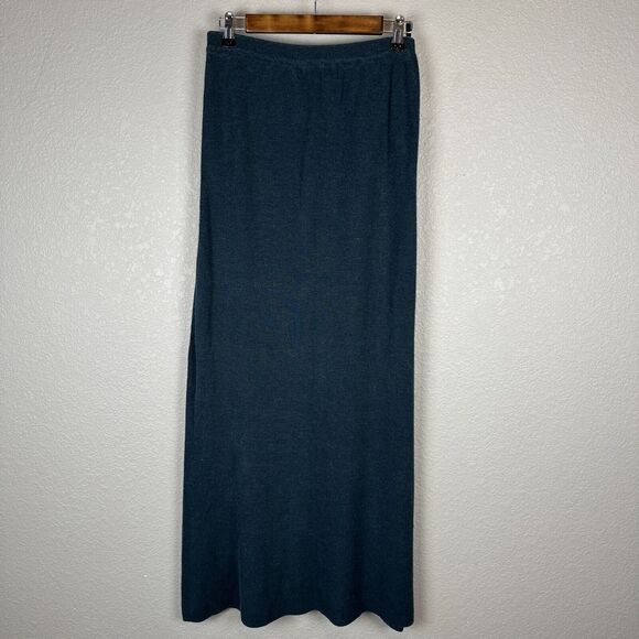 Double D Ranch Womens Maxi Straight Skirt Size S Dark Teal Blue Green Linen Knit - Picture 3 of 5